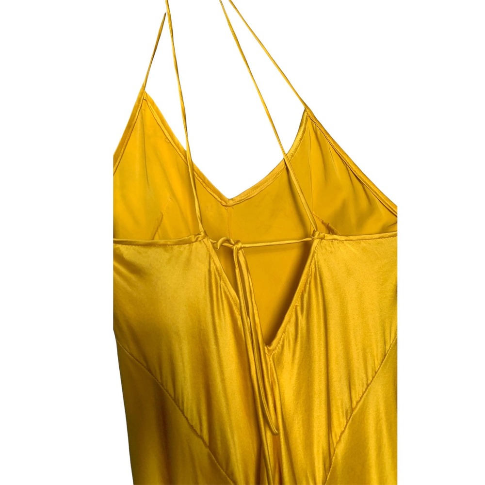 Plein Sud Sun Silk Slip Dress Womens 6 Yellow Excellent 90s Y2K Maxi Gown French - Picture 9 of 10